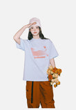 DAXUEN solid color oversized abstract motion graphic t-shirt