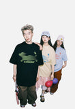 DAXUEN solid color oversized abstract motion graphic t-shirt