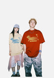 DAXUEN solid color oversized abstract motion graphic t-shirt