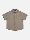 DAXUEN multi-color abstract graphic reversible button-up shirt