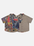 DAXUEN multi-color abstract graphic reversible button-up shirt