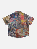 DAXUEN multi-color abstract graphic reversible button-up shirt