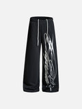DAXUEN black wide-leg abstract graphic sweatpants