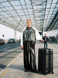 DAXUEN black wide-leg abstract graphic sweatpants — model photo