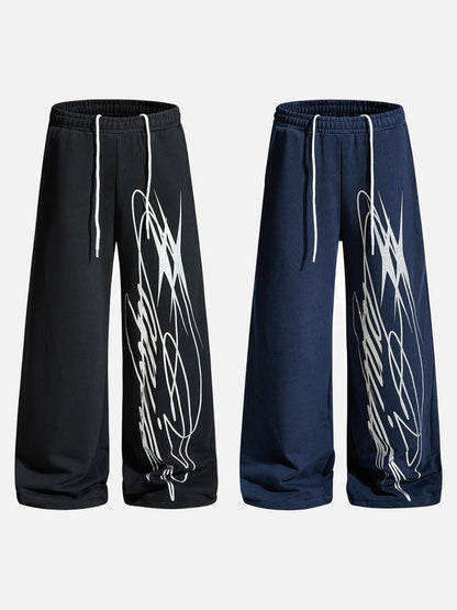 DAXUEN black wide-leg abstract graphic sweatpants