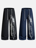 DAXUEN black wide-leg abstract graphic sweatpants