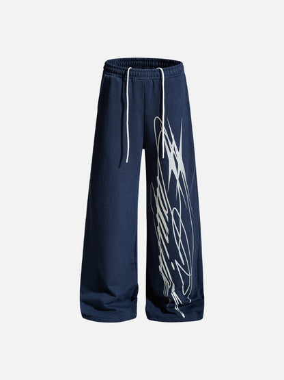 DAXUEN black wide-leg abstract graphic sweatpants