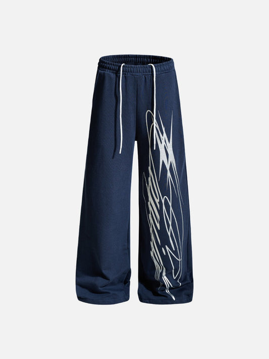 DAXUEN black wide-leg abstract graphic sweatpants