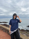 DAXUEN white oversized abstract mushroom graphic T-shirt — model photo