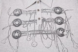 DAXUEN grey long-sleeved abstract musical graphic polo shirt