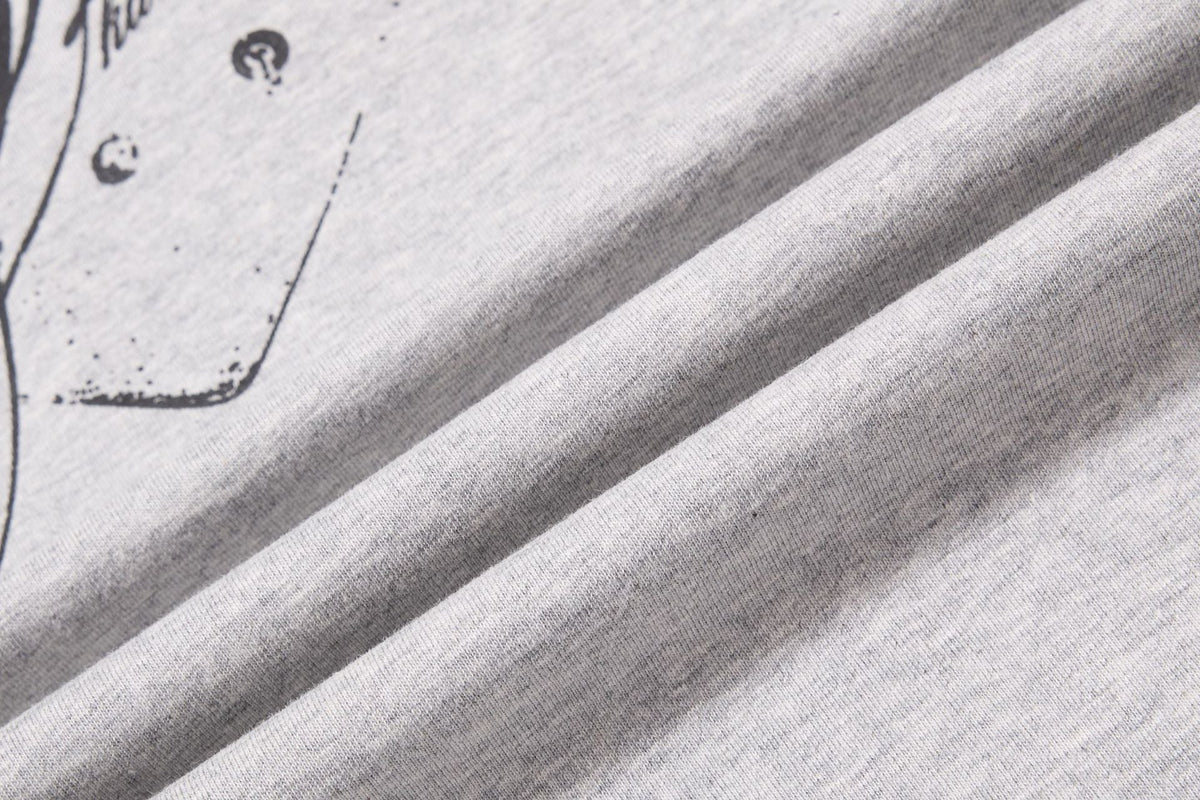 DAXUEN grey long-sleeved abstract musical graphic polo shirt