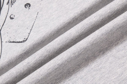 DAXUEN grey long-sleeved abstract musical graphic polo shirt