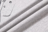 DAXUEN grey long-sleeved abstract musical graphic polo shirt