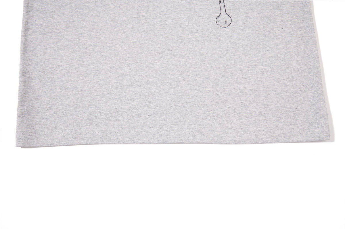 DAXUEN grey long-sleeved abstract musical graphic polo shirt