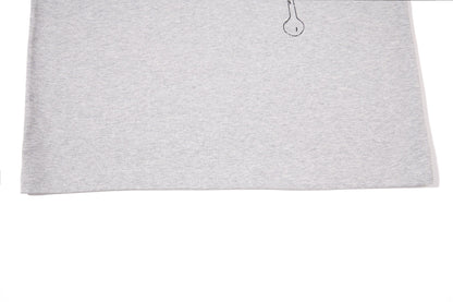 DAXUEN grey long-sleeved abstract musical graphic polo shirt