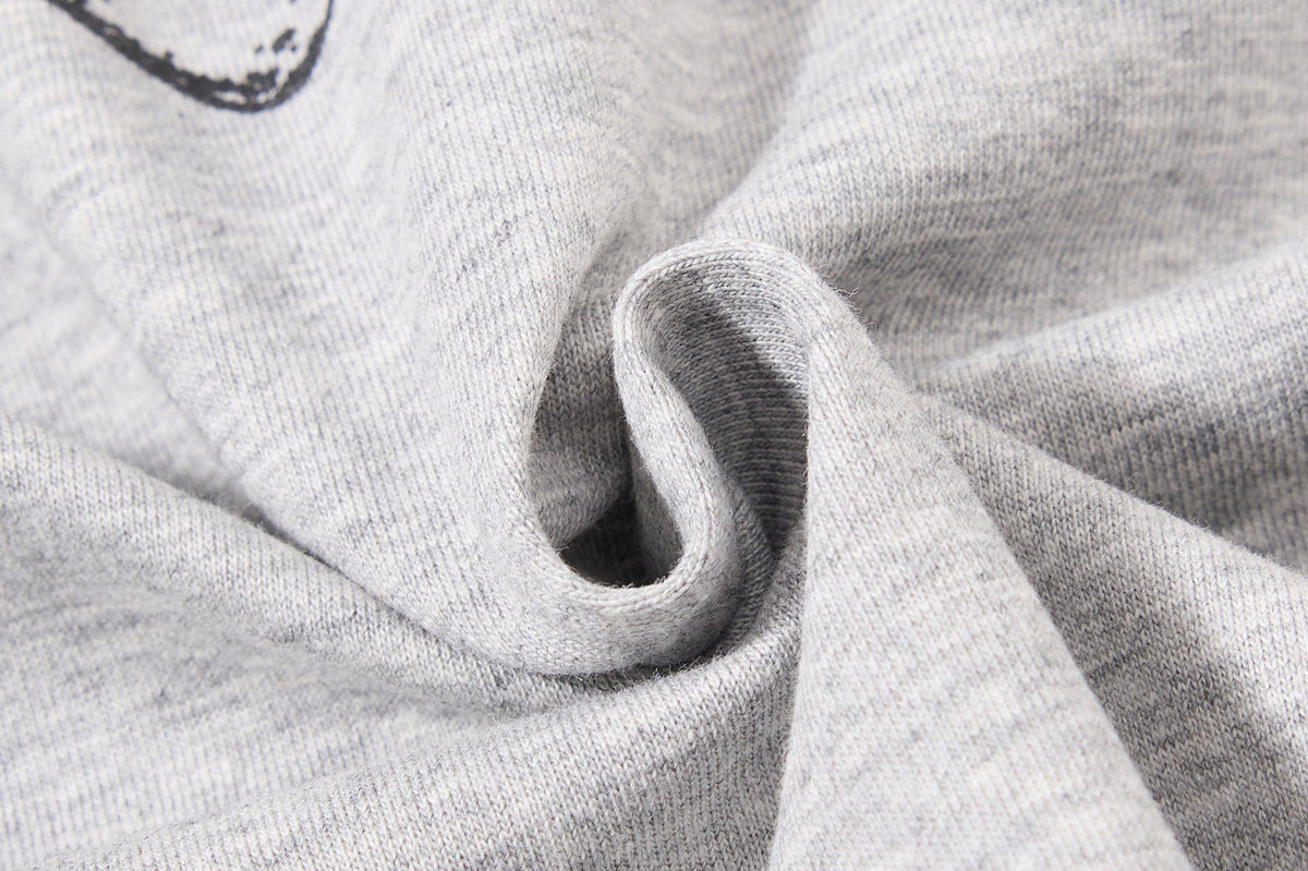DAXUEN grey long-sleeved abstract musical graphic polo shirt
