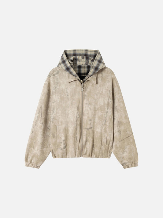 Abstract Print Reversible Jacket with Hood
