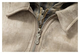 DAXUEN beige abstract print reversible hooded jacket