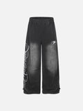 DAXUEN washed black wide-leg abstract-script sweatpants