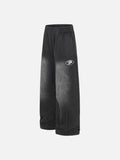 DAXUEN washed black wide-leg abstract-script sweatpants