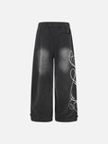 DAXUEN washed black wide-leg abstract-script sweatpants