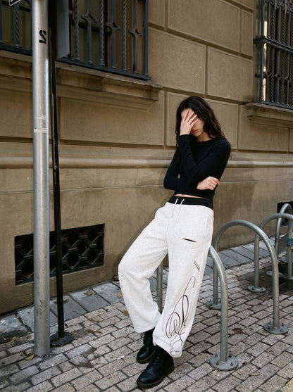 Abstract Script Wide-Leg Sweatpants