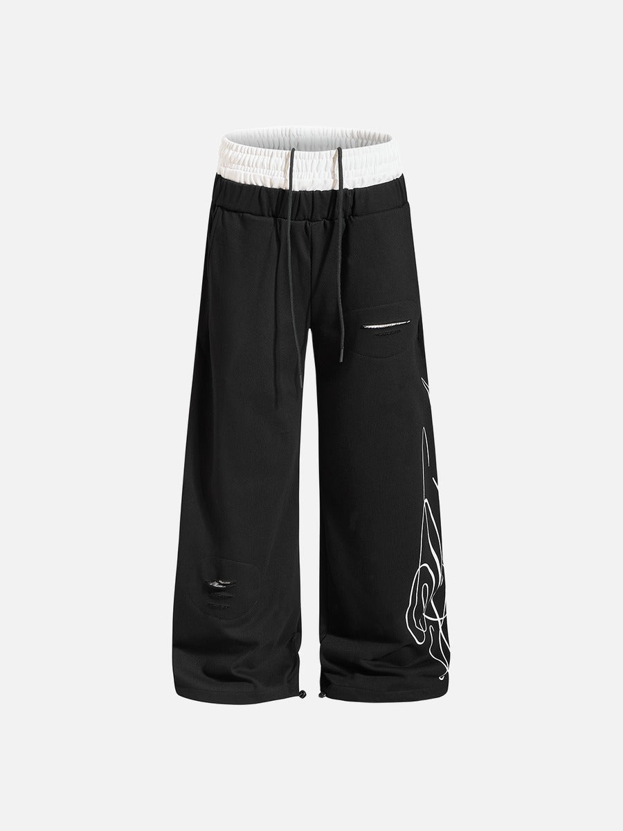 Abstract Script Wide-Leg Sweatpants