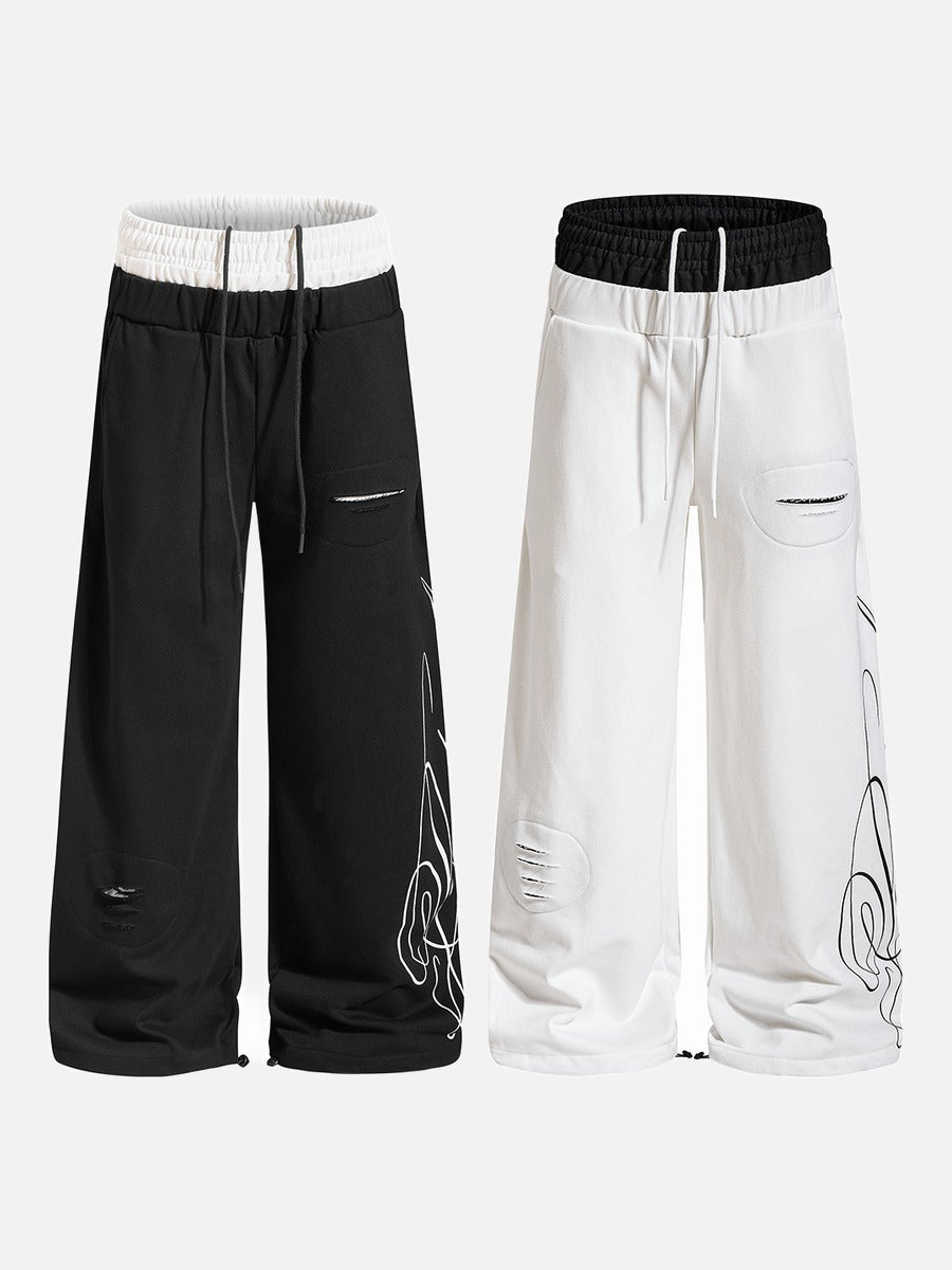 Abstract Script Wide-Leg Sweatpants