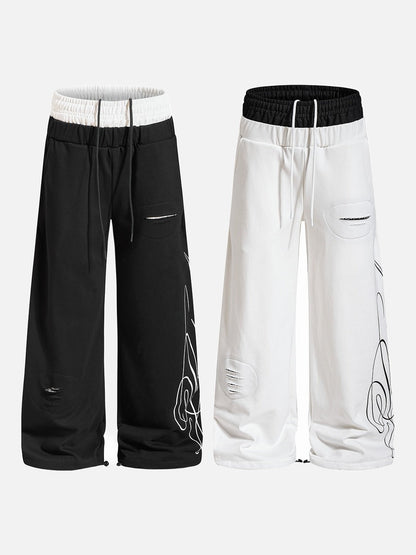 Abstract Script Wide-Leg Sweatpants
