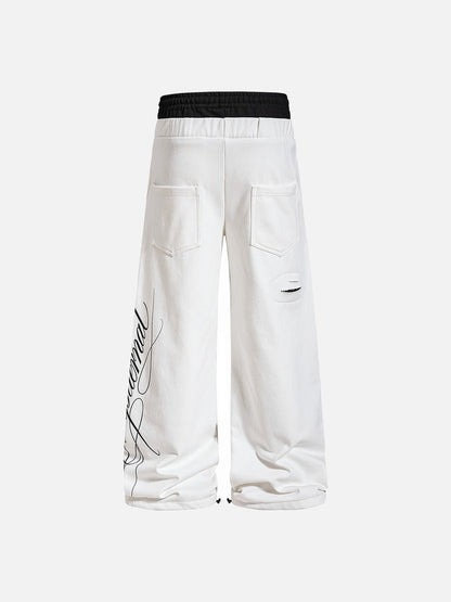 Abstract Script Wide-Leg Sweatpants