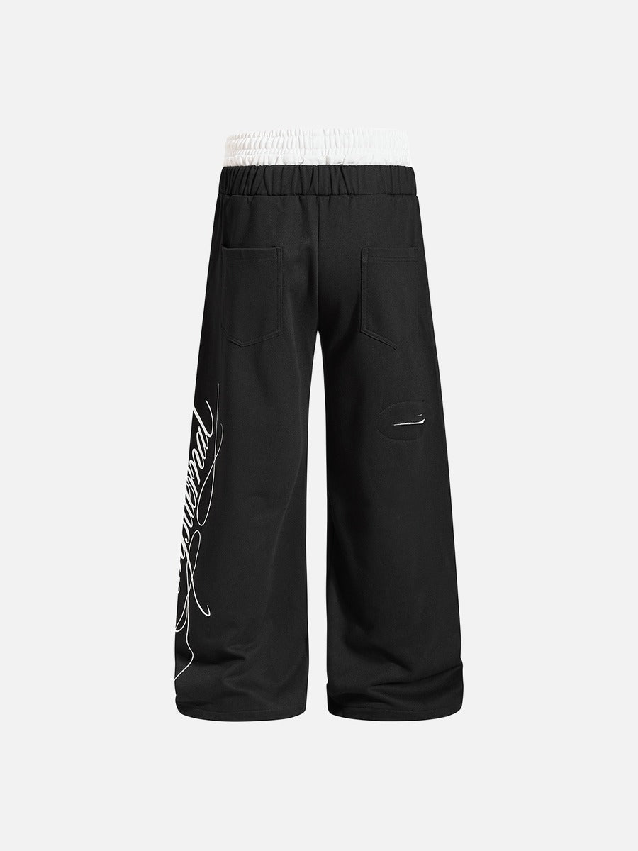 Abstract Script Wide-Leg Sweatpants