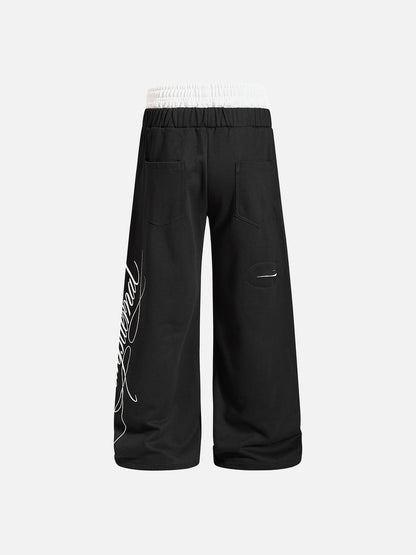 Abstract Script Wide-Leg Sweatpants
