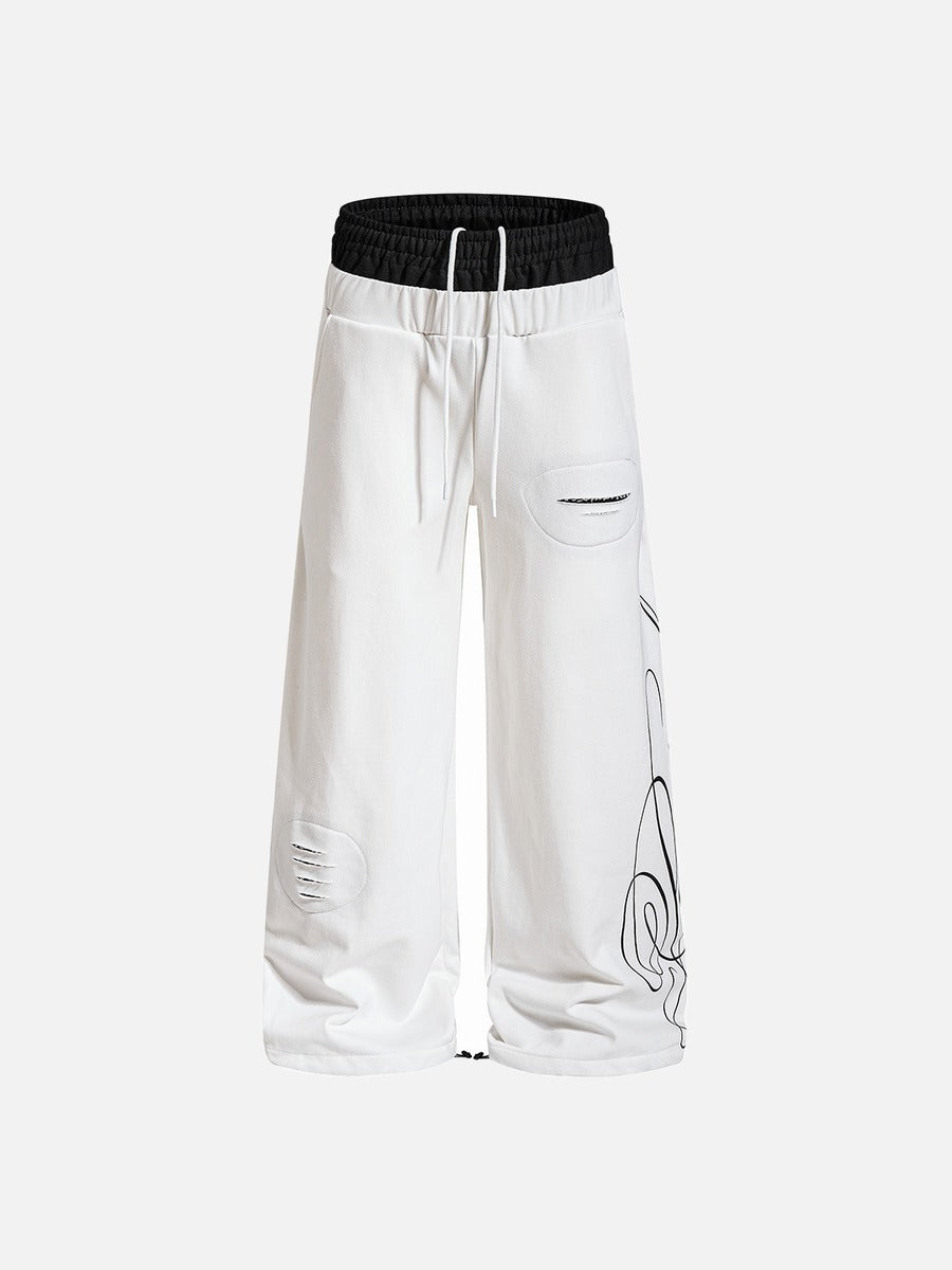 Abstract Script Wide-Leg Sweatpants