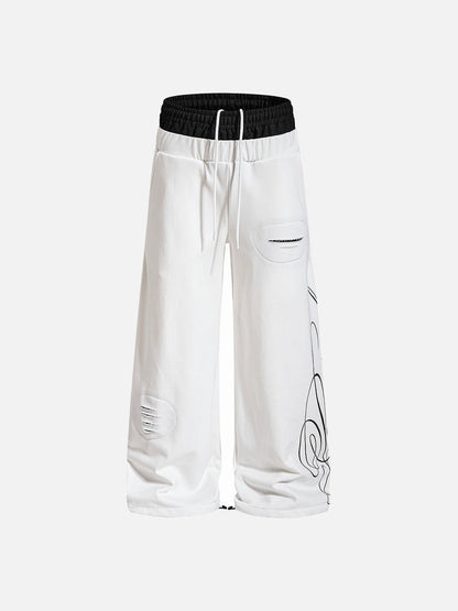 Abstract Script Wide-Leg Sweatpants