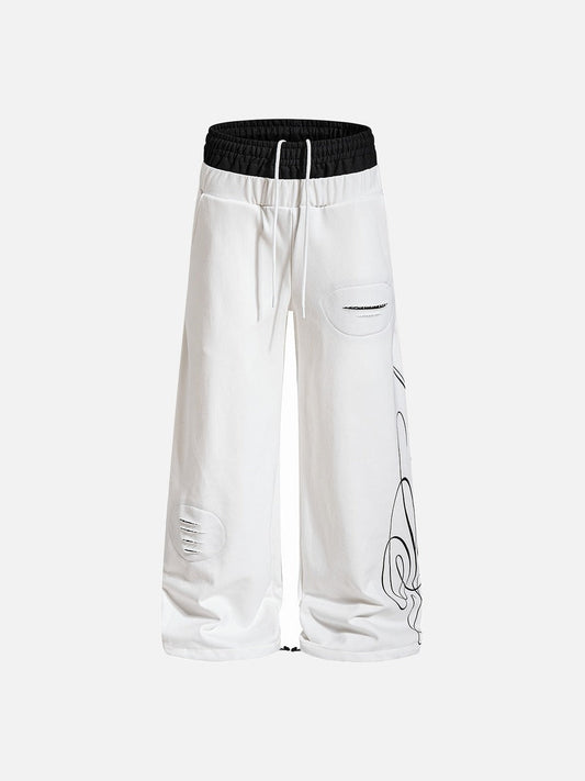 Abstract Script Wide-Leg Sweatpants