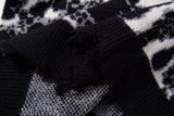 DAXUEN dark brown oversized abstract skull pattern cardigan