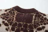 DAXUEN dark brown oversized abstract skull pattern cardigan