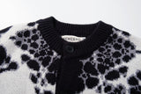 DAXUEN dark brown oversized abstract skull pattern cardigan