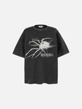 DAXUEN washed dark grey oversized abstract spider graphic t-shirt