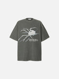 DAXUEN washed dark grey oversized abstract spider graphic t-shirt
