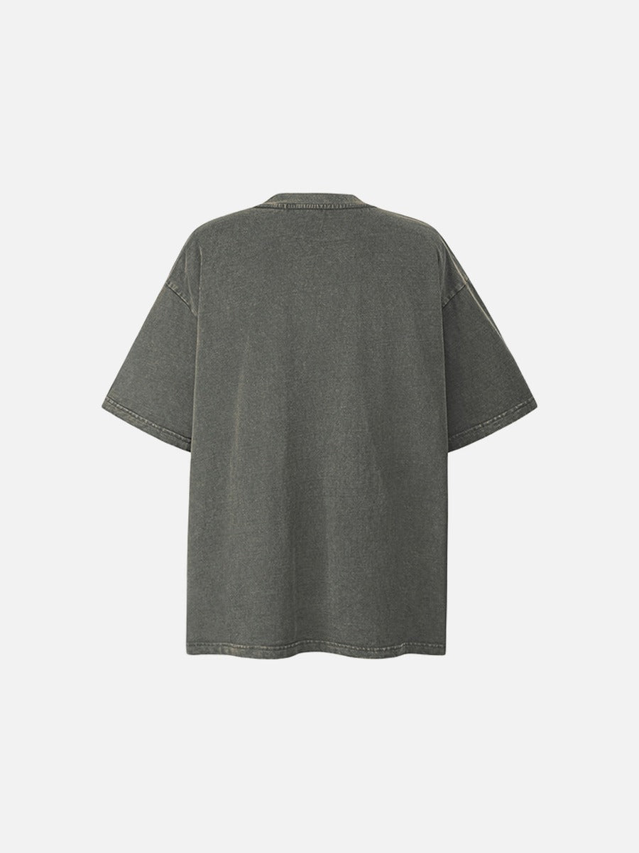 DAXUEN washed dark grey oversized abstract spider graphic t-shirt
