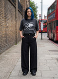 DAXUEN washed dark grey oversized abstract spider graphic t-shirt — model photo