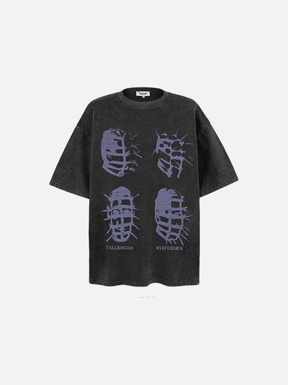 DAXUEN washed black oversized abstract spiky graphic t-shirt