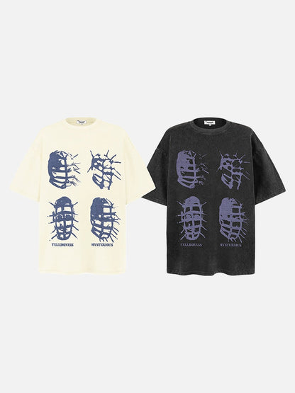 DAXUEN washed black oversized abstract spiky graphic t-shirt