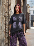 DAXUEN washed black oversized abstract spiky graphic t-shirt — model photo