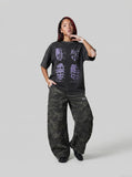 DAXUEN washed black oversized abstract spiky graphic t-shirt — model photo