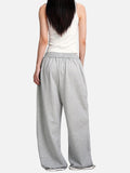 DAXUEN grey melange abstract star graphic wide-leg pants