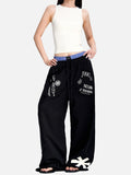 DAXUEN grey melange abstract star graphic wide-leg pants