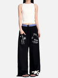 DAXUEN grey melange abstract star graphic wide-leg pants