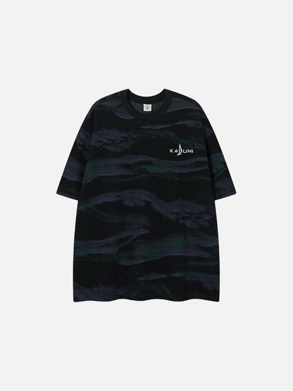 DAXUEN Loose-fit short-sleeved t-shirt with abstract stripes